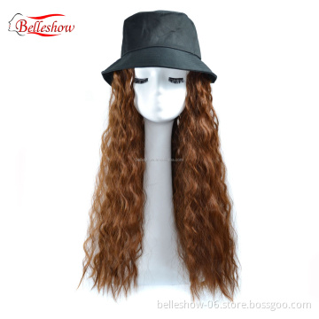 Hot sell wholesale Fisherman hat wig ins hot sell corn style hat fashion black girl curly cap Long curly corn hair